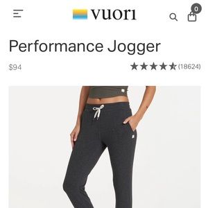 Vuori performance jogger size SMALL in charcoal heather